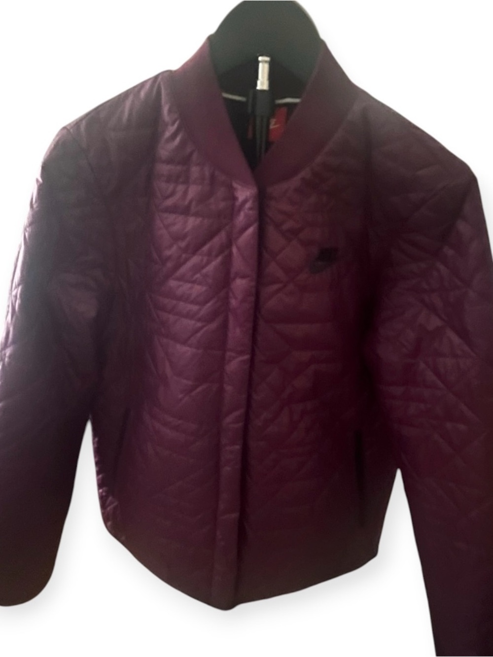 Nike Quilted Bomber Jacket, Size Small Eggplant